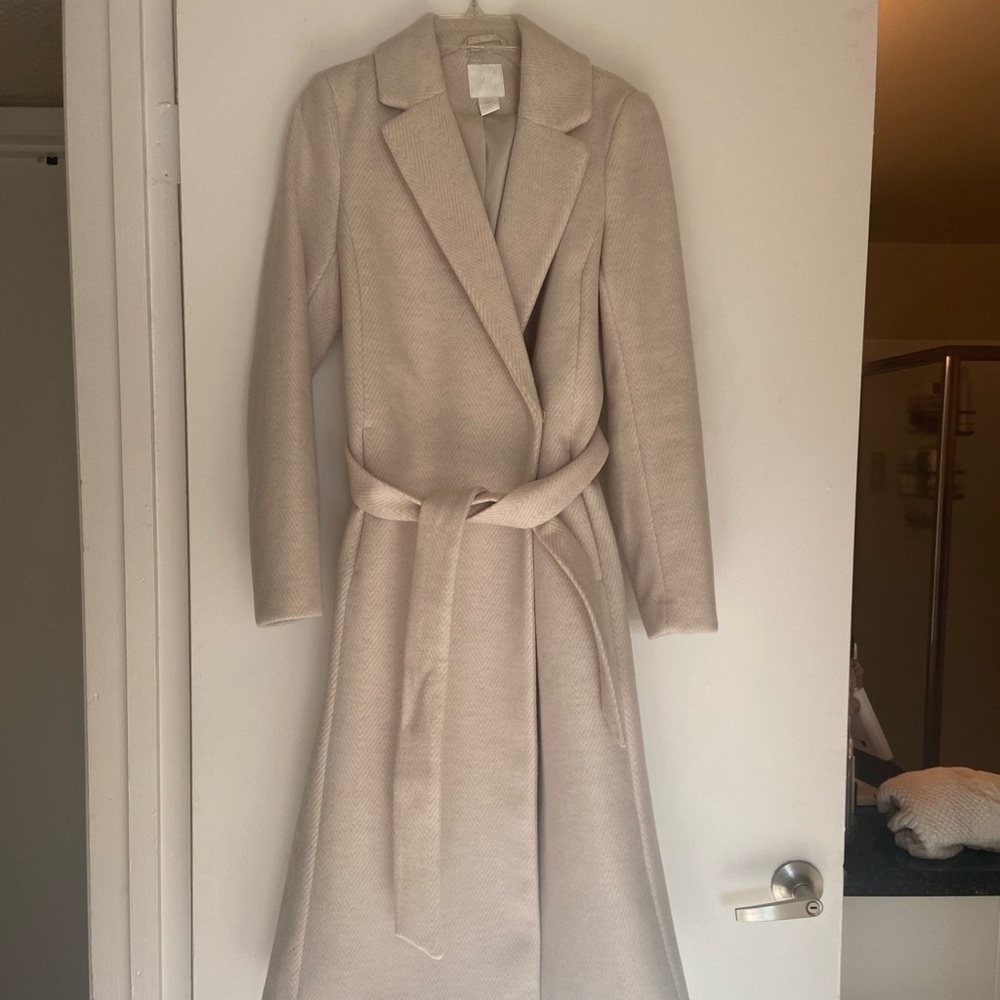 Beige tie waist coat